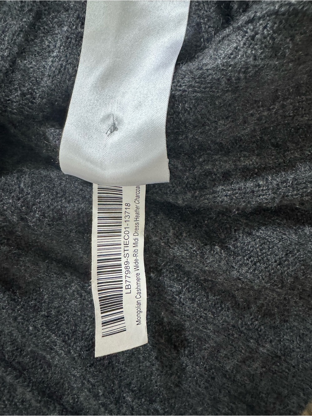 Quince Heather Charcoal 100% Cashmere Ribbed Knit Sweater Dress Long Sleeve M - Picture 9 of 10